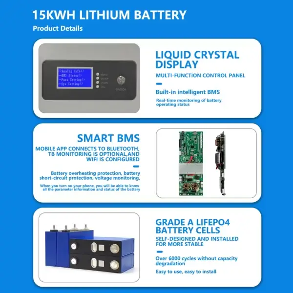 Home Energy Storage Powerwall Battery 51.2V 14Kw to 15Kwh Lifepo4 Battery (220v 5kw inverter optional) - Image 2